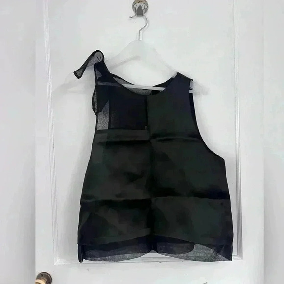 Mute by Joanne Lu M094 Black Patchwork Silk Bow Top New With Tag Size M - Picture 1 of 5
